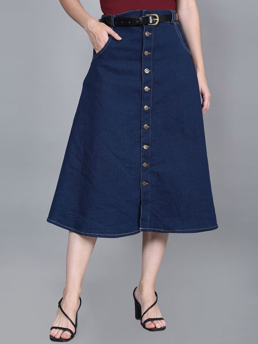 Codaisy Denim A-Line Midi Skirt - view 1