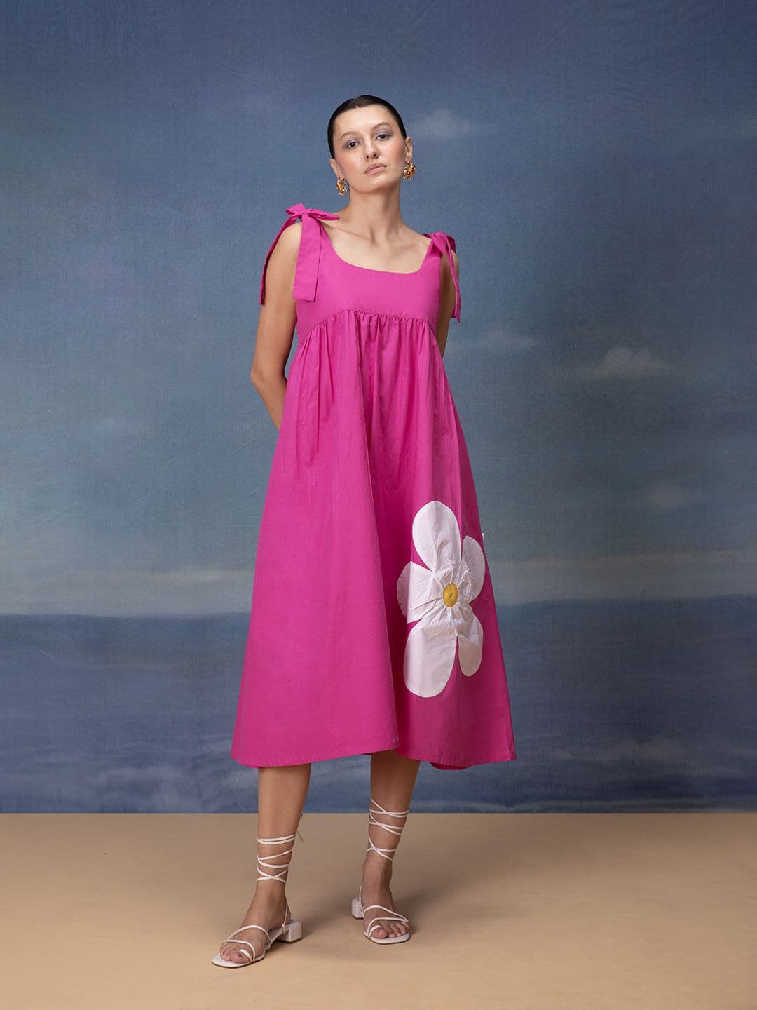 Bannos Swagger Sleeveless Applique Cotton A-Line Dress - view 1