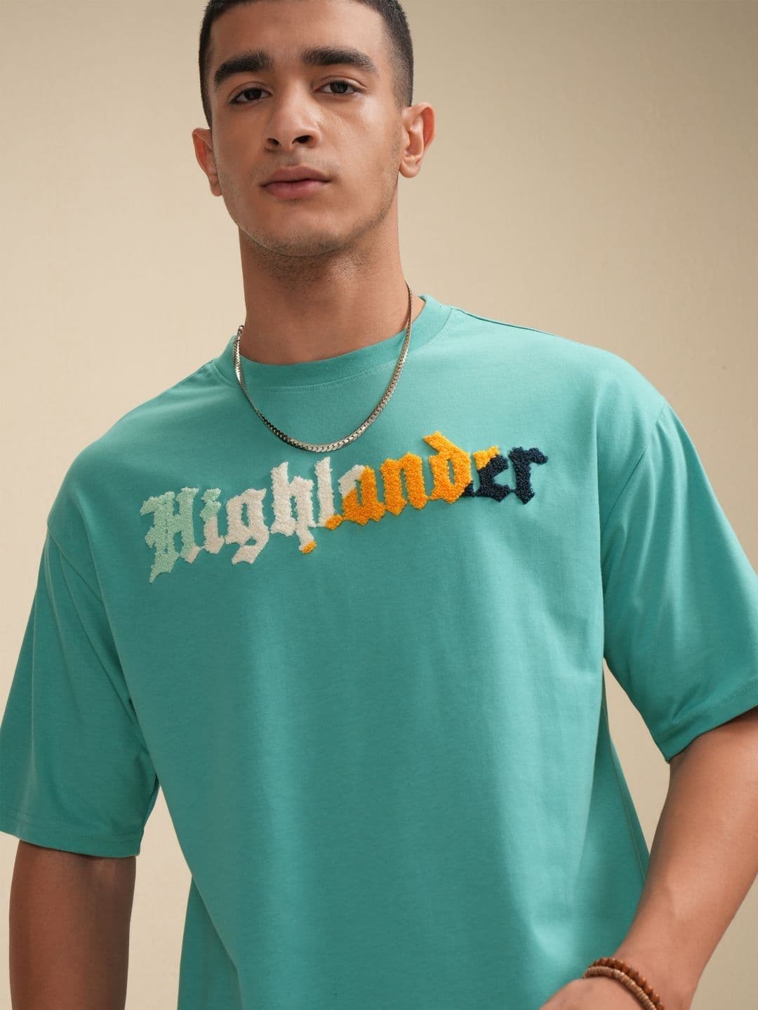 HIGHLANDER Men Typography Printed Round -Neck Applique T-shirt - view 1