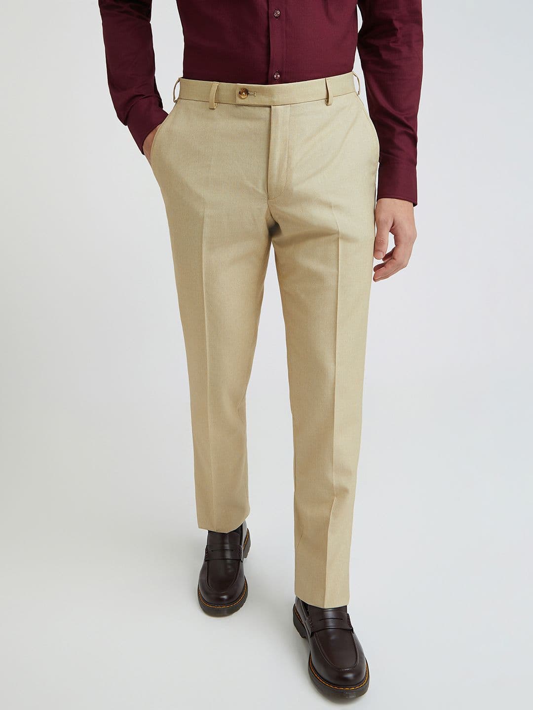 Park Avenue Men Mid-Rise Regular Fit Self Design Formal Trousers - view 1