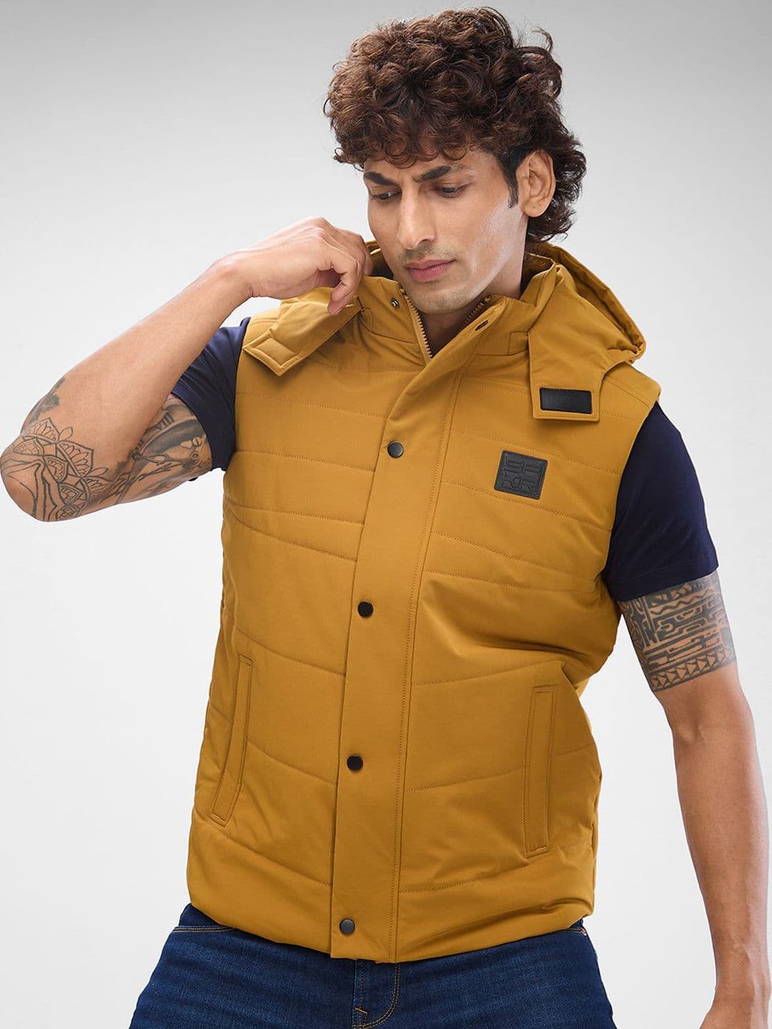 SPYKAR Men Sleeveless Regular Fit Hooded Padded Jacket - view 1