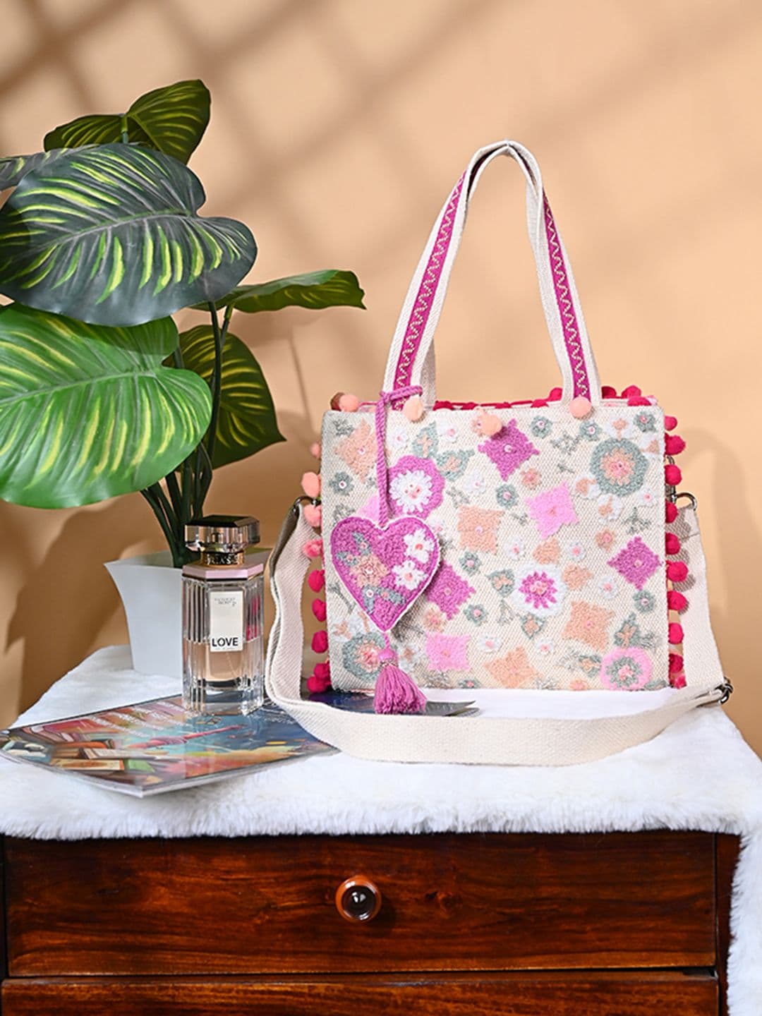 BohoGirl Women Floral Self Design Structured Canvas Handheld Bag - view 1