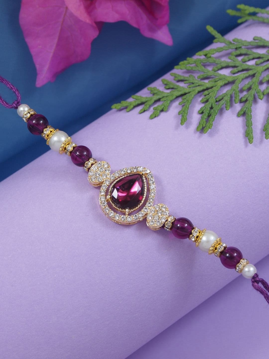 I Jewels Designer Kundan & Pearl Bhaiya Rakhi - view 1