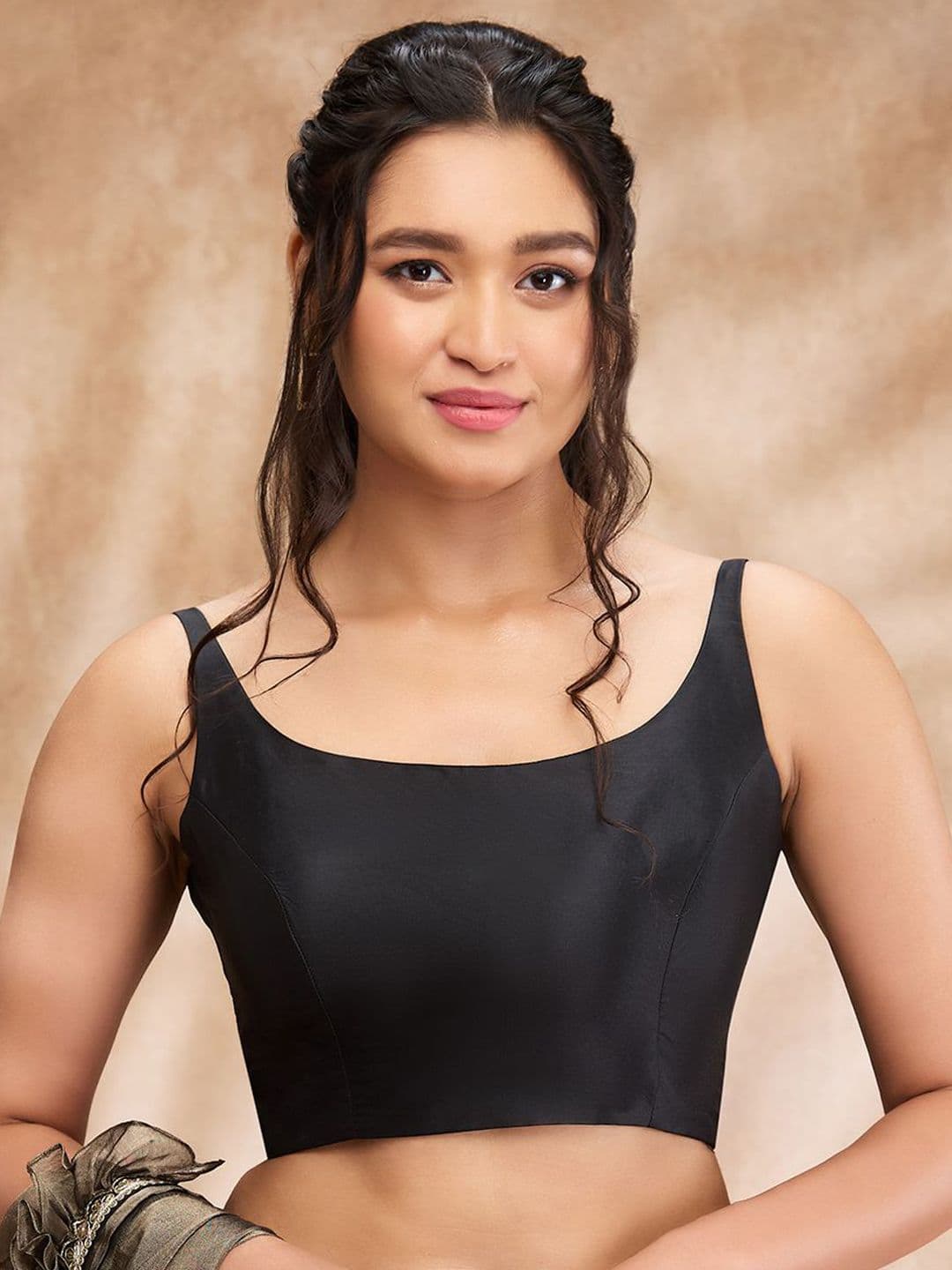 SALWAR STUDIO Taffeta Solid Sleeveless Saree Blouse - view 1