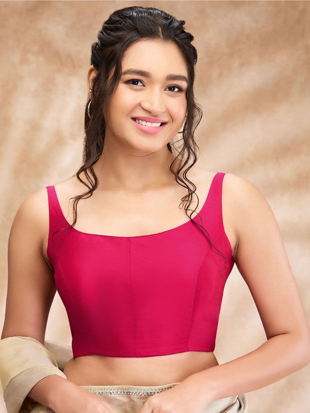 SALWAR STUDIO Taffeta Solid Sleeveless Saree Blouse - view 1