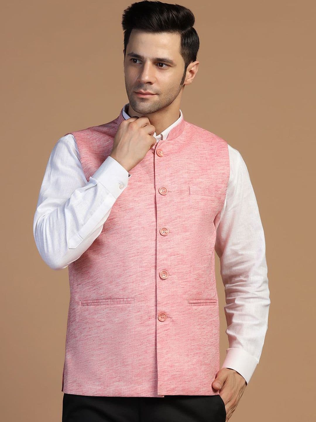 TAHVO Men Solid Nehru Jackets - view 1