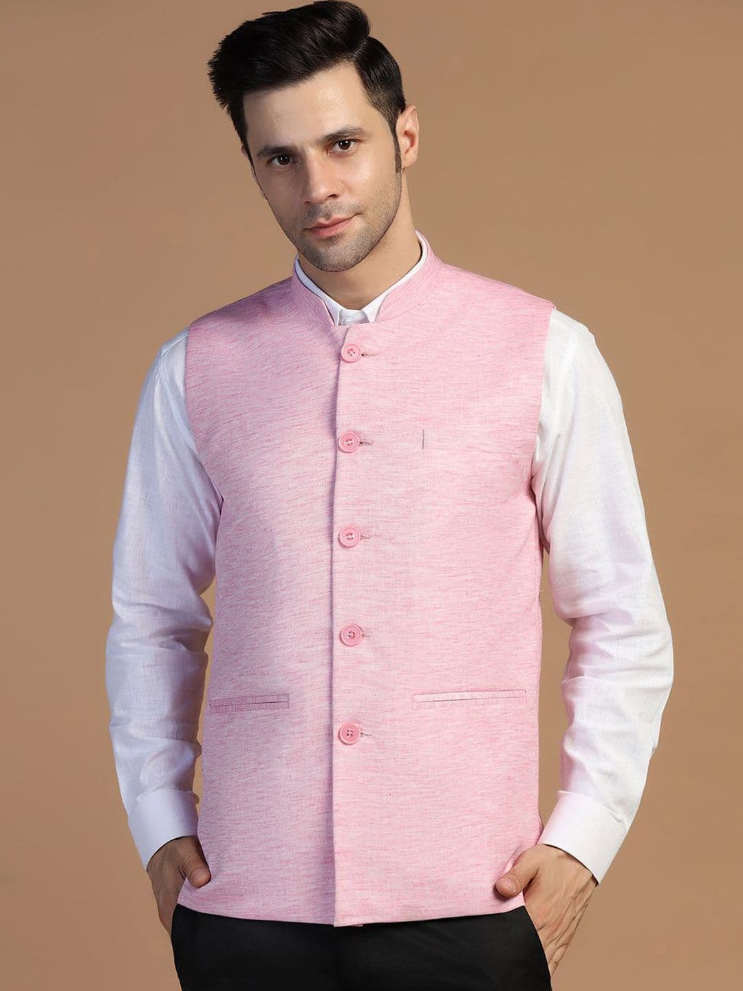 TAHVO Men Solid Nehru Jackets - view 1