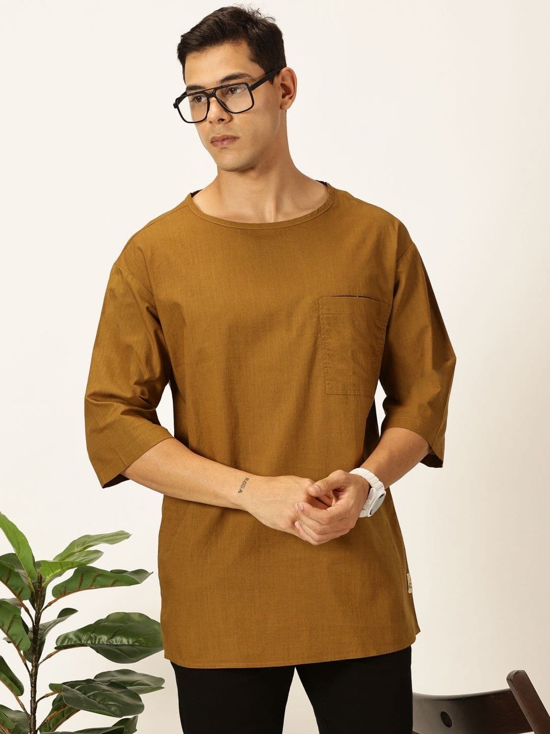 Thomas Scott Men Solid Pure Cotton Boxy T-shirt - view 1