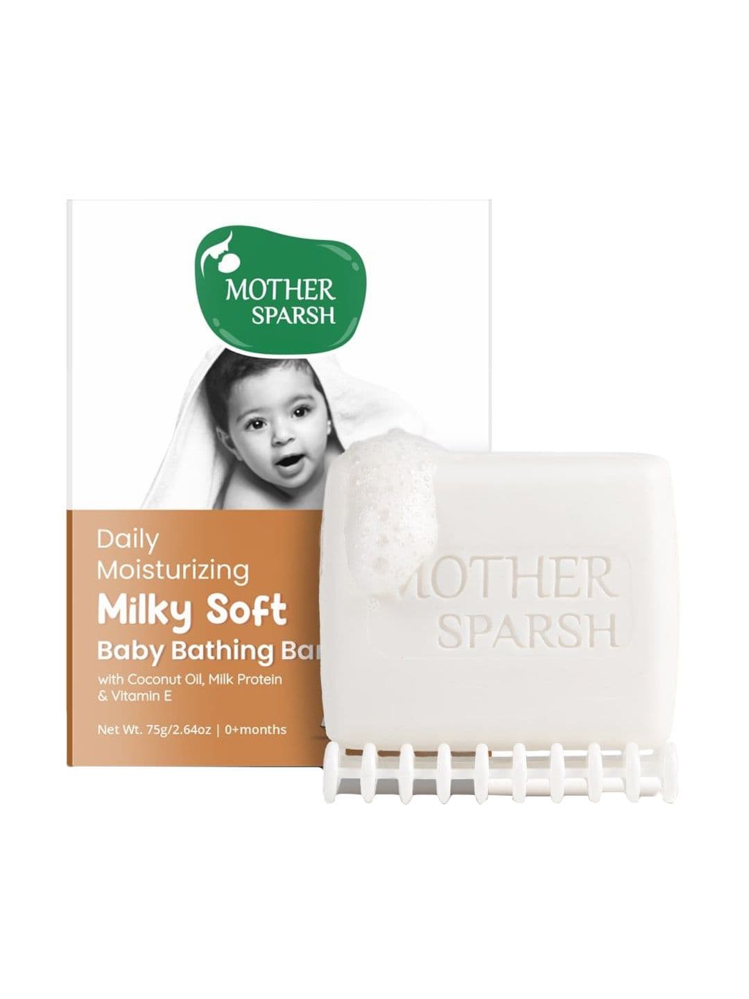 Mother Sparsh Daily Moisturizing Milky Soft Baby Bathing Bar with Coconut Oil - 75 g - view 1