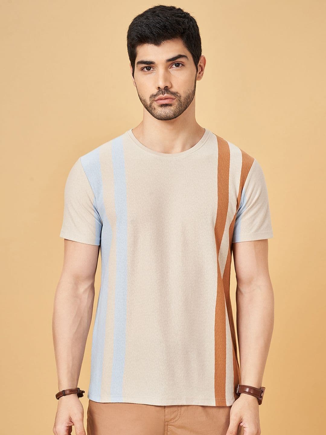 Urban Ranger by pantaloons Men Striped Slim Fit T-shirt - view 1