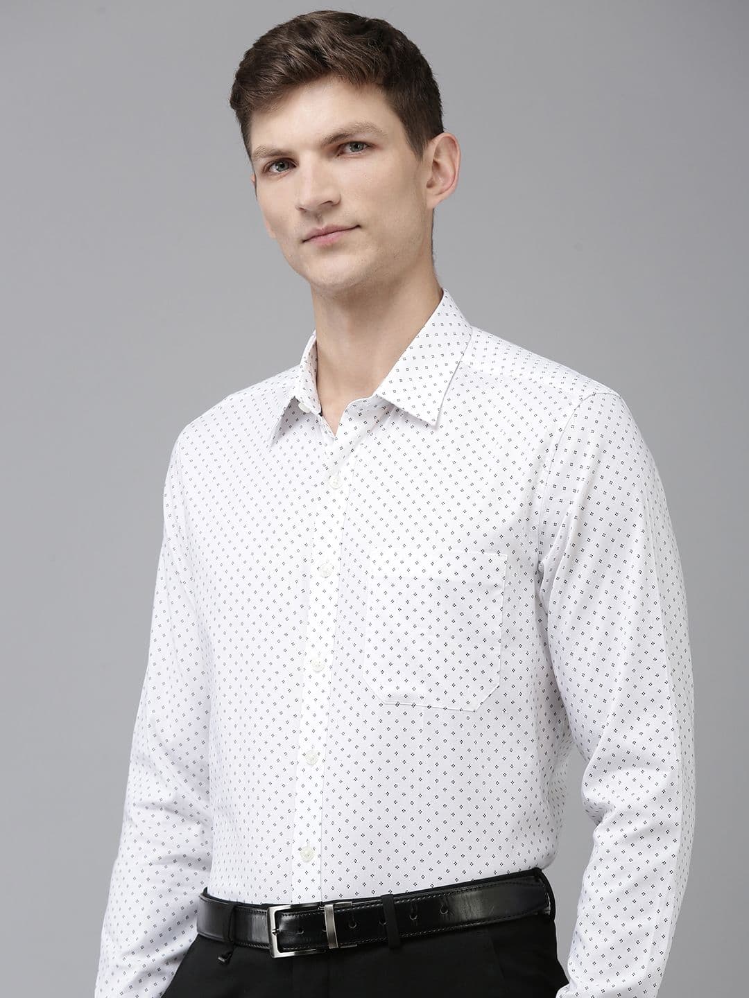 Louis Philippe Men Cotton Wrinkle Resistant Slim fit White Printed Formal Shirt - view 1