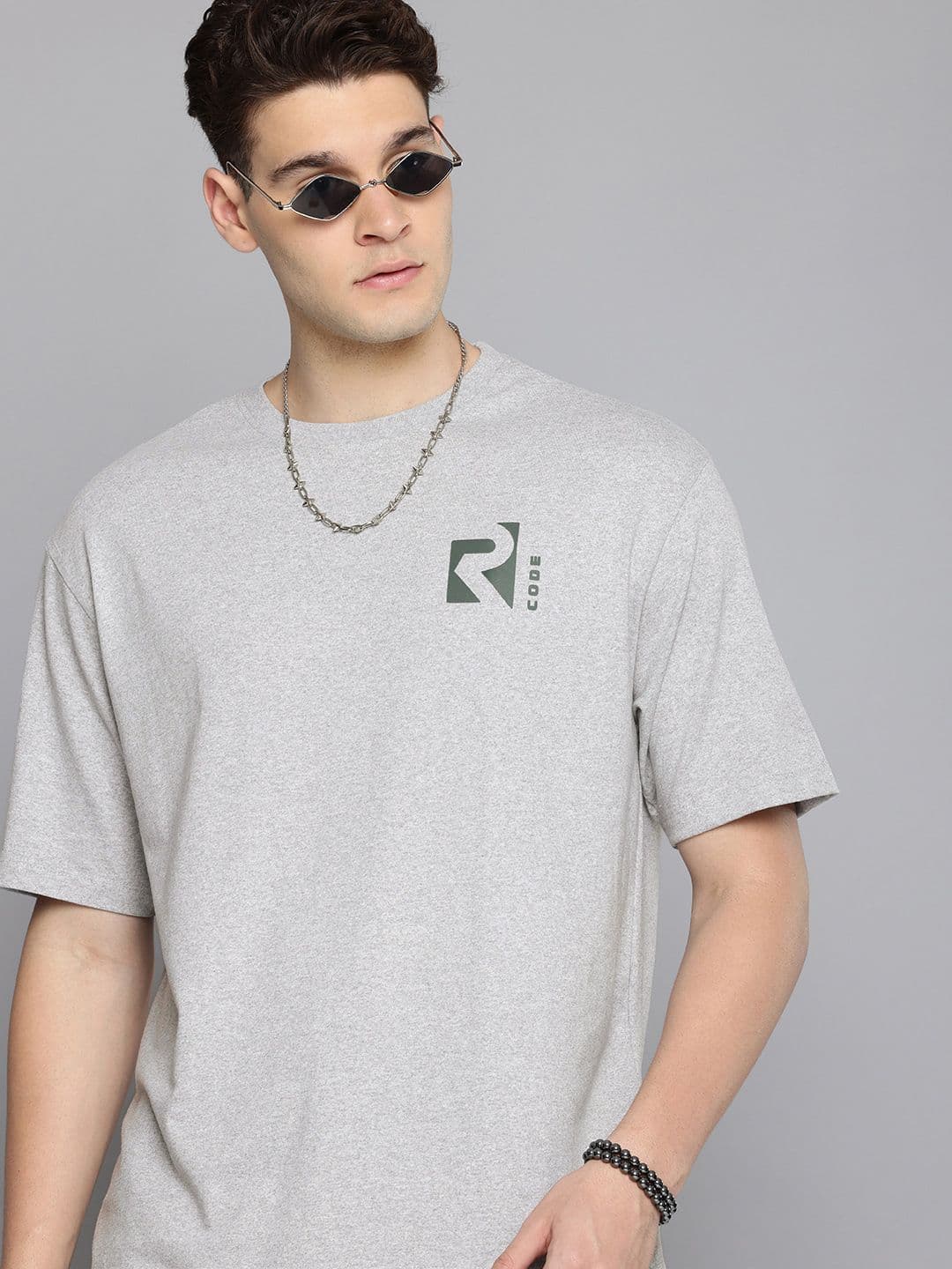 R.Code by The Roadster Life Co. Men Oversized Brand Logo T-shirt - view 1