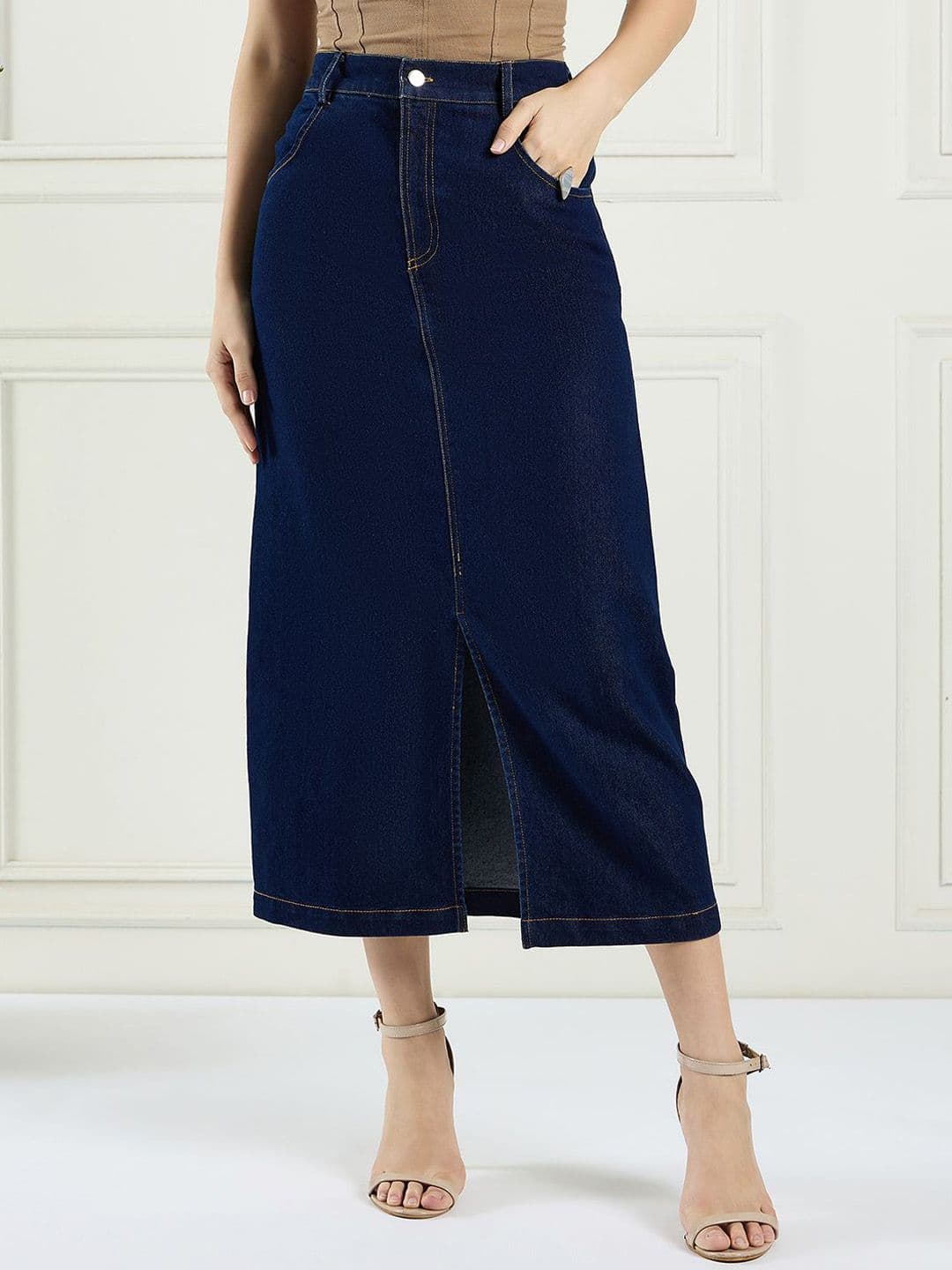 DRAPE AND DAZZLE Women A-Line Skirt With Front Slit - view 1