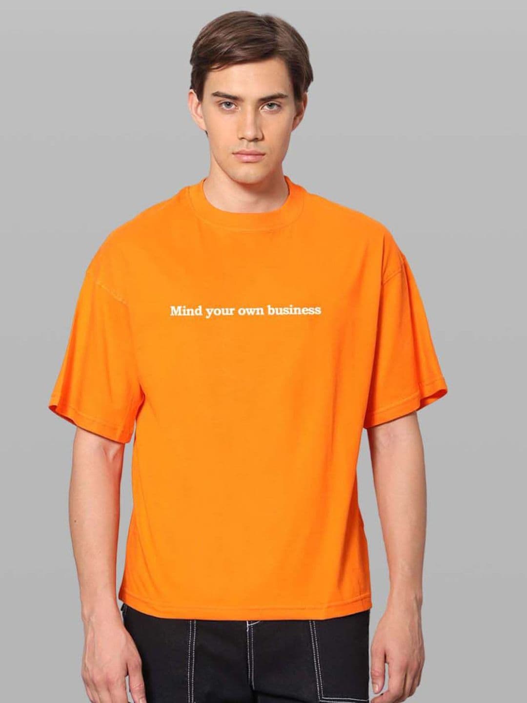Besick Men Typography Printed Round Neck Oversized T-shirt - view 1