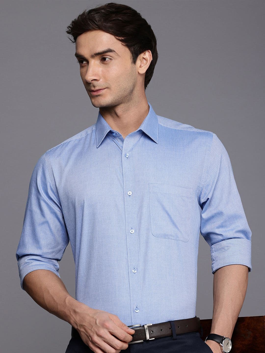 Raymond Slim Fit Self-Design Pure Cotton Formal Shirt - view 1