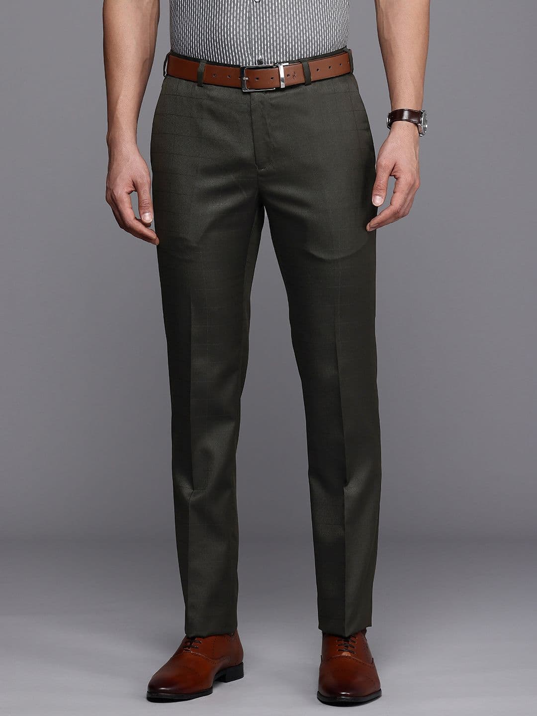 Raymond Men Checked Slim Fit Formal Trousers - view 1