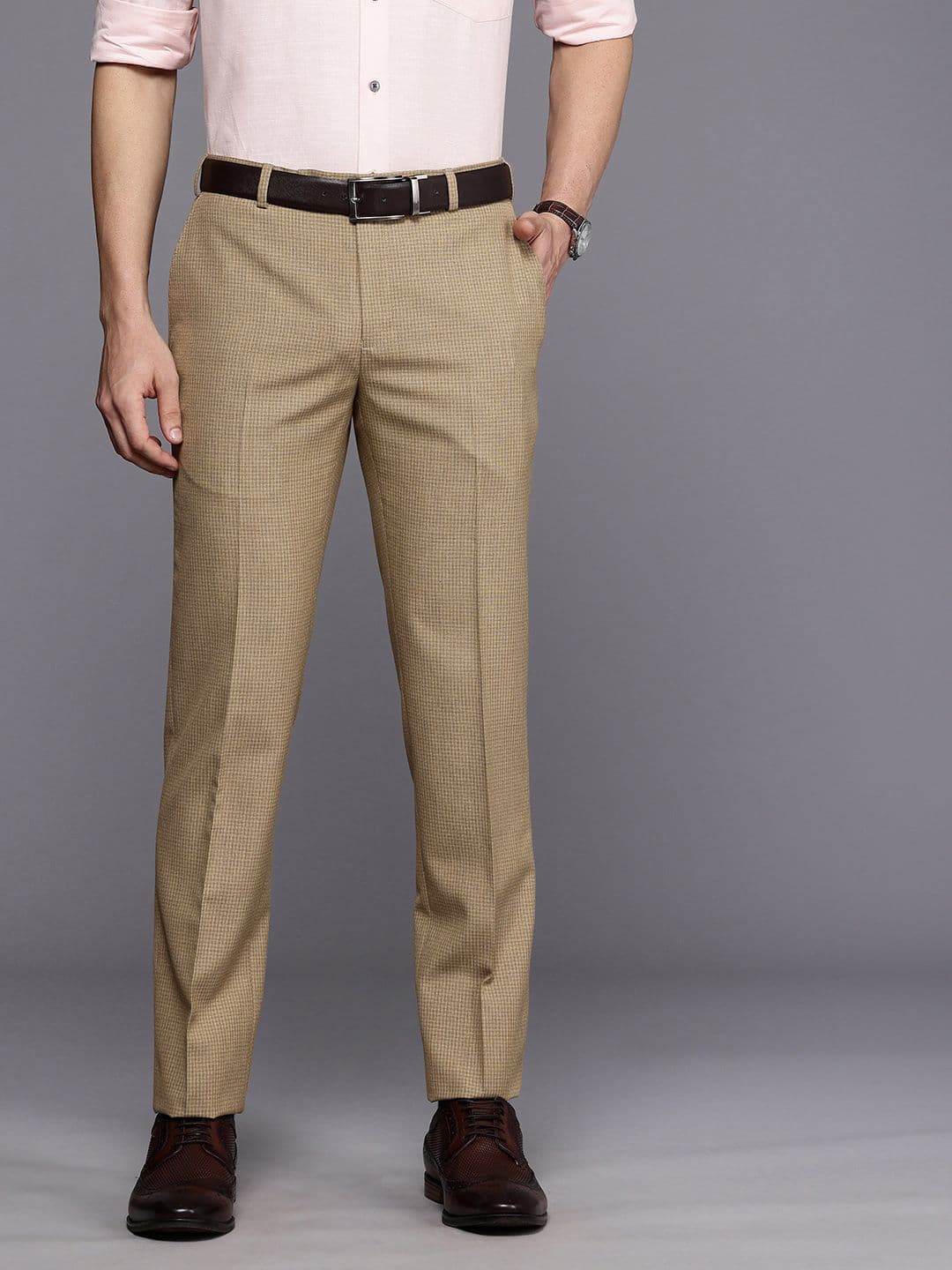 Raymond Men Checked Slim Fit Formal Trousers - view 1