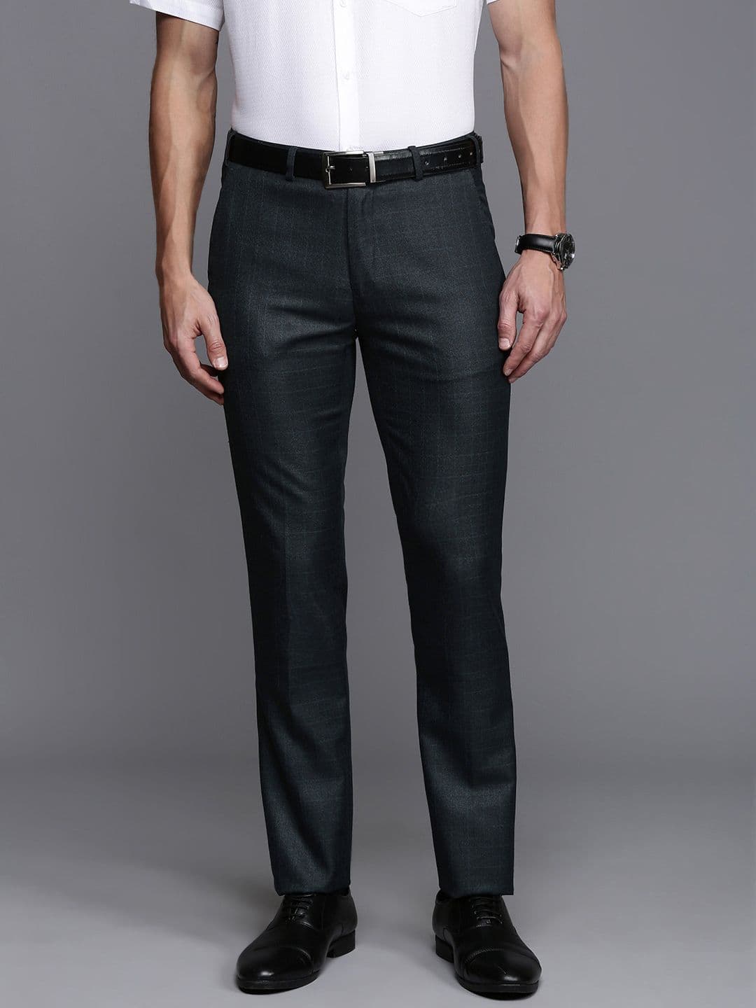 Raymond Men Checked Slim Fit Formal Trousers - view 1