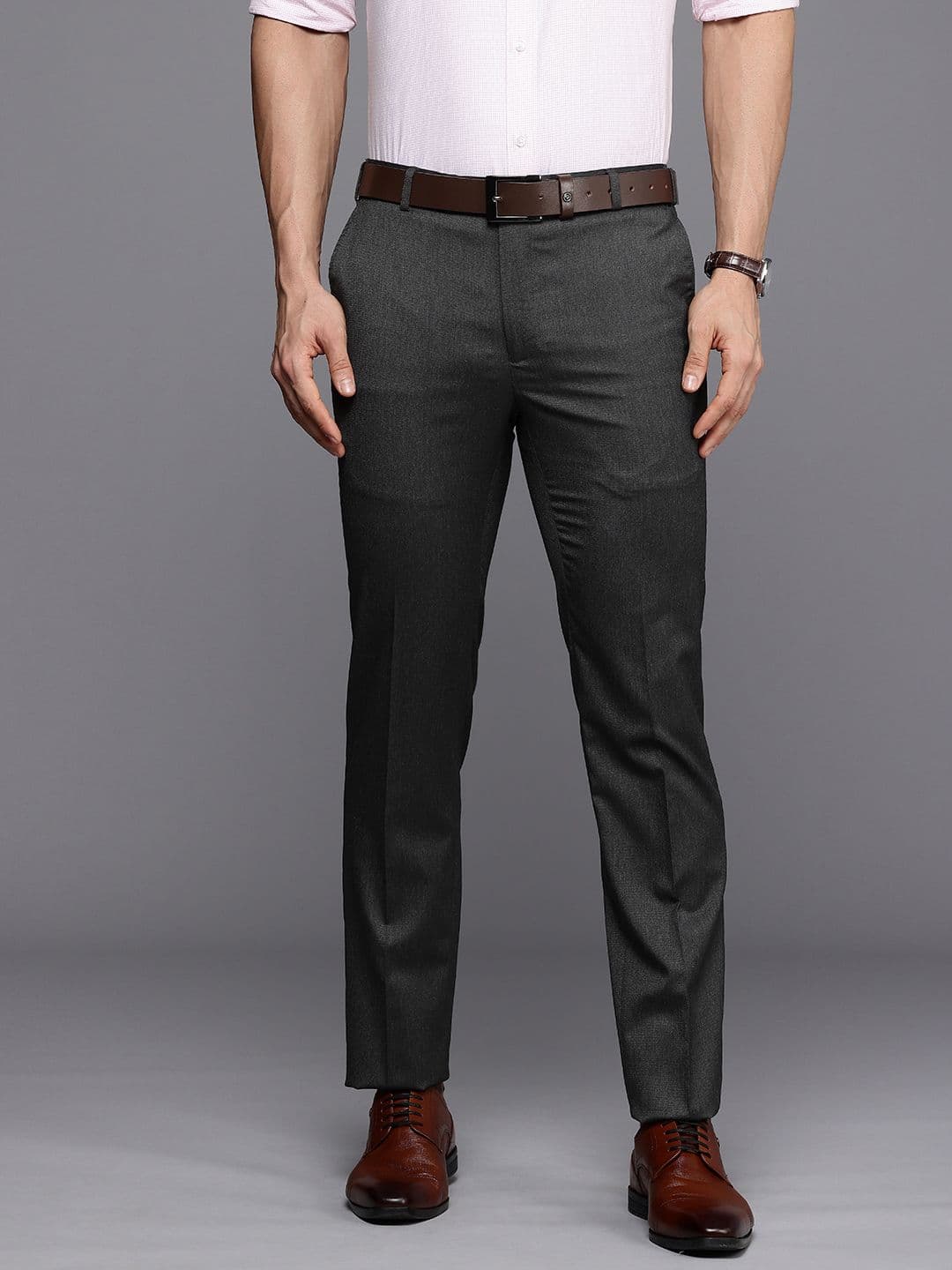 Raymond Men Textured Slim Fit Formal Trousers - view 1