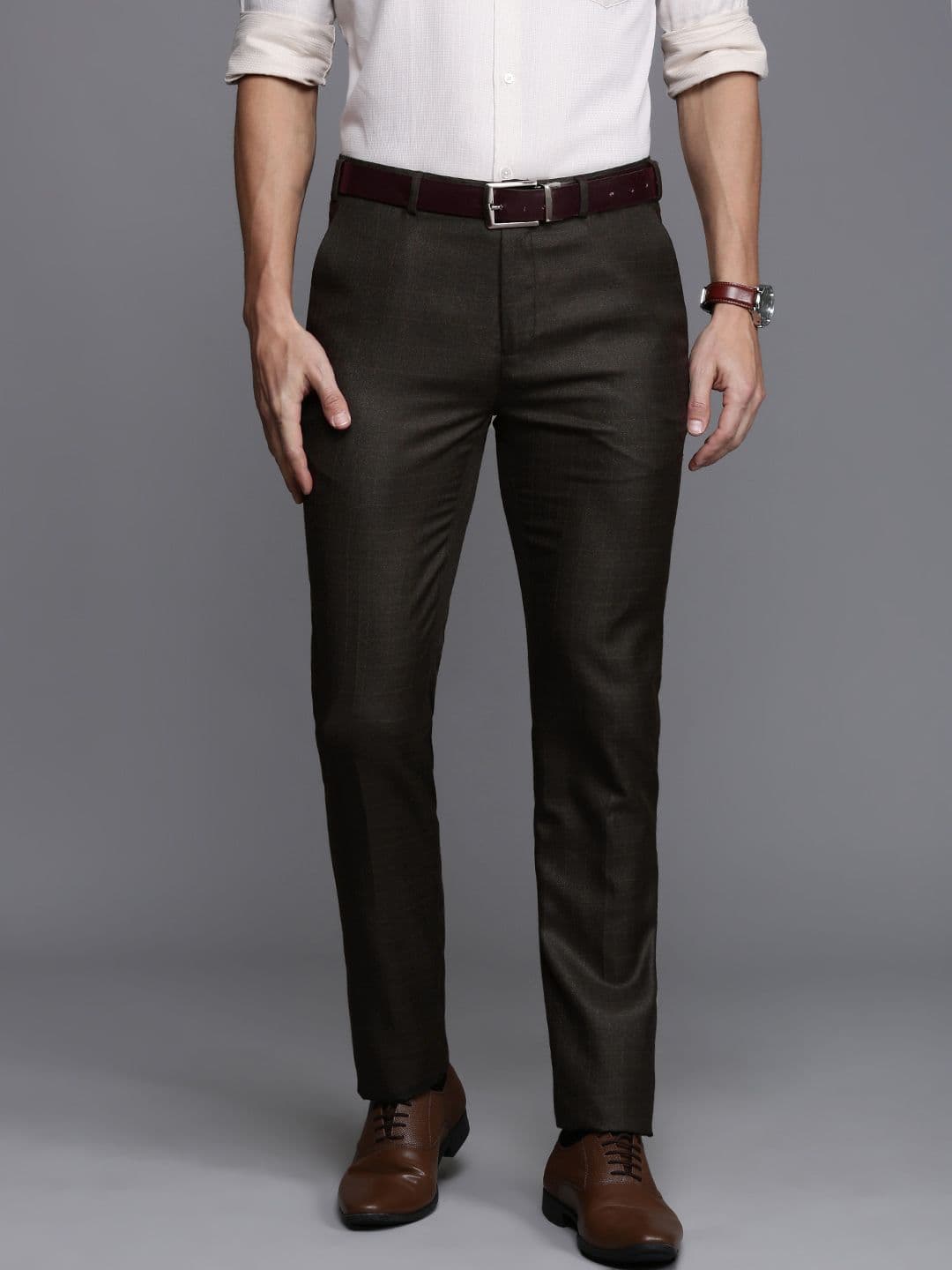 Raymond Men Checked Slim Fit Formal Trousers - view 1