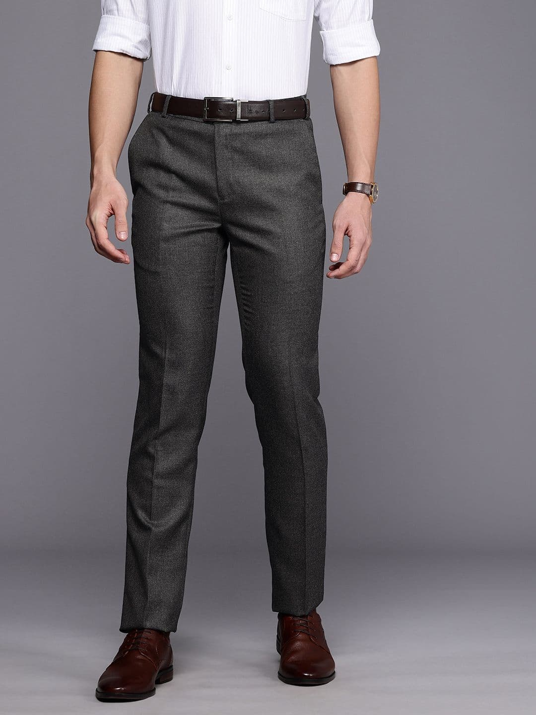 Raymond Men Textured Slim Fit Formal Trousers - view 1