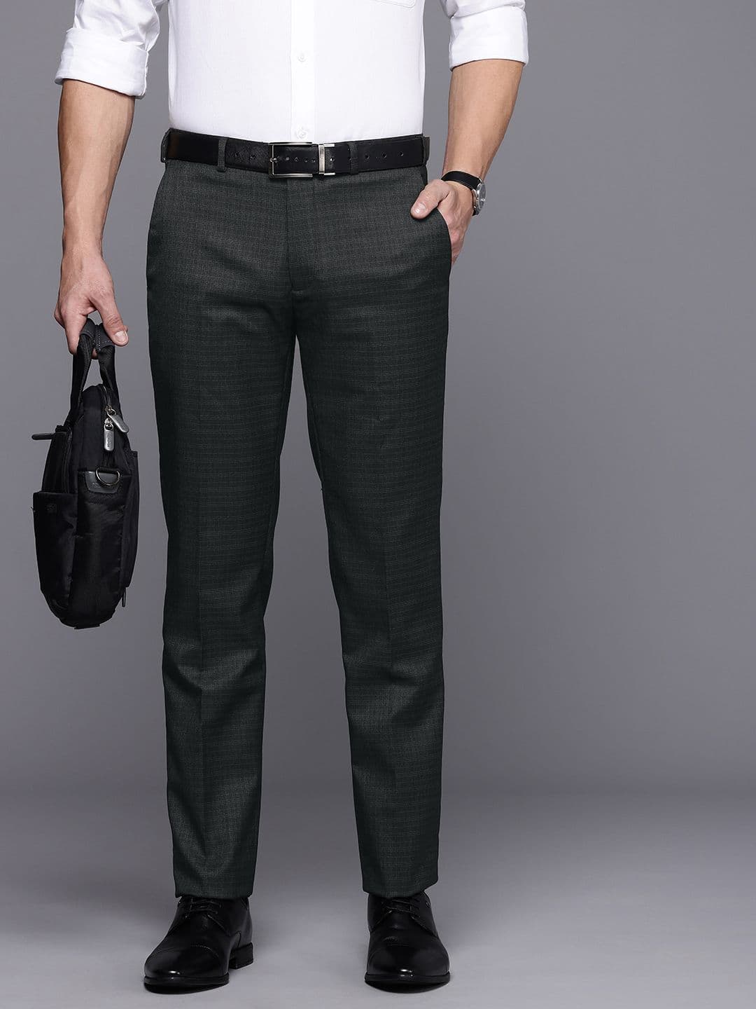 Raymond Men Checked Slim Fit Formal Trousers - view 1