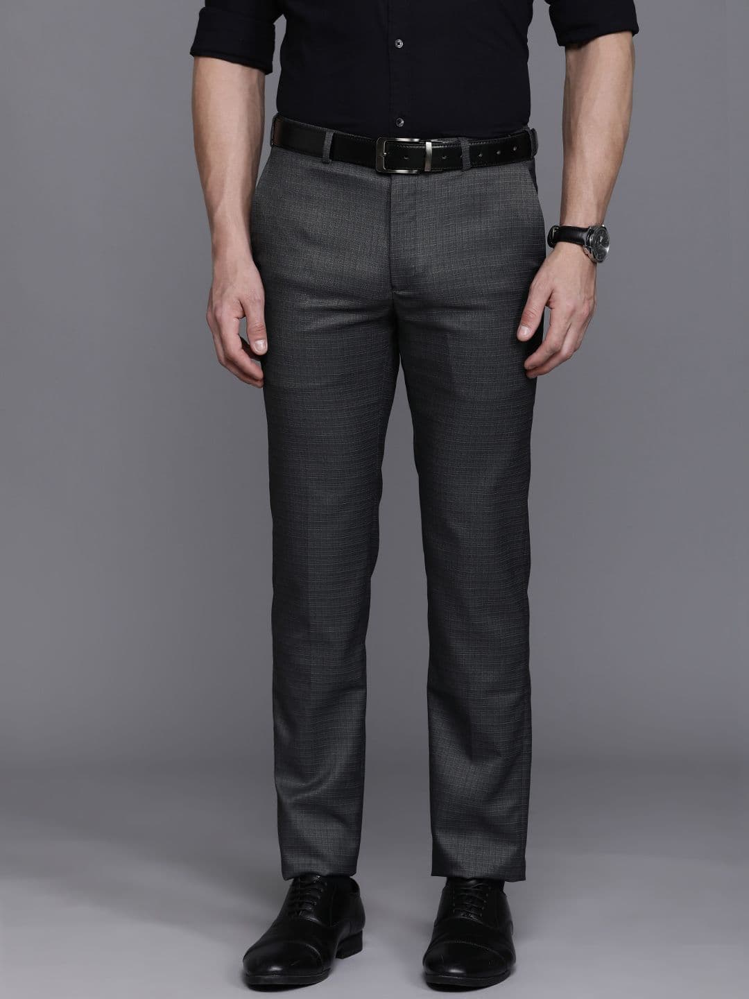 Raymond Men Checked Slim Fit Formal Trousers - view 1