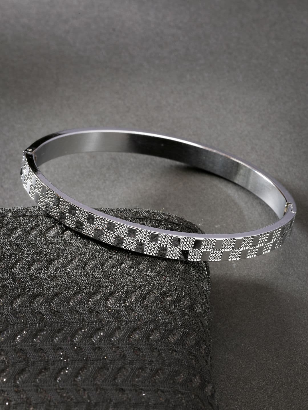 NVR Men Silver-Plated Stainless Steel Kada Bracelet - view 1