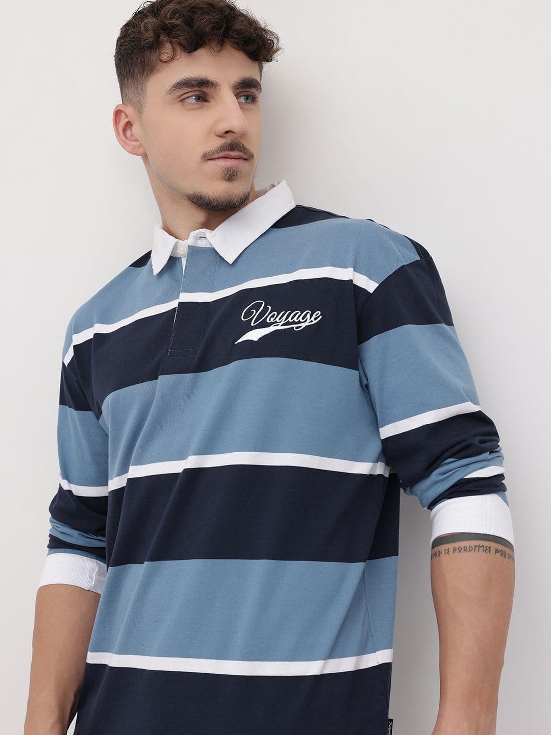 The Roadster Life Co. Striped Polo Collar T-shirt - view 1