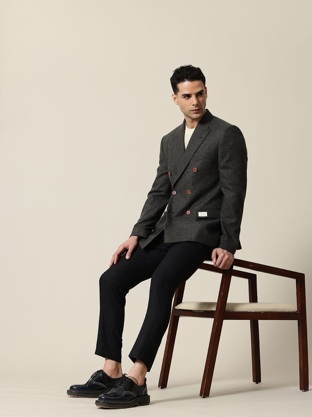 Mr Bowerbird Peaked Lapel Double Breasted Tailored Fit Casual Blazer - view 1