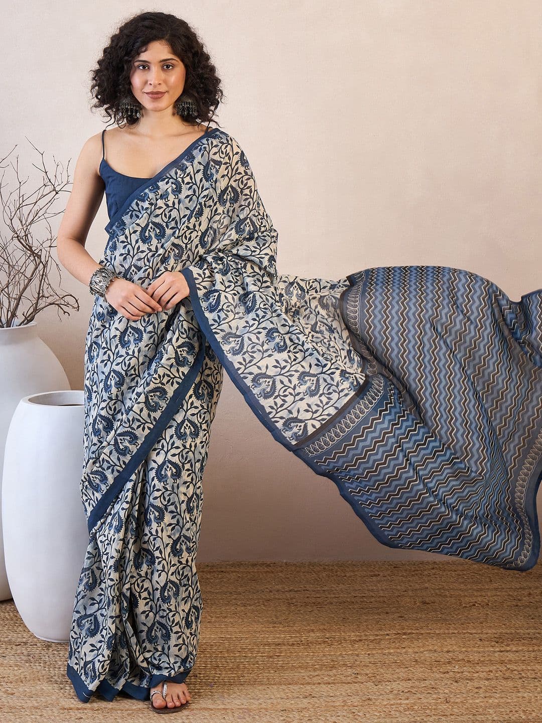 KALINI Ethnic Motifs Ready to Wear Dabu Saree - view 1