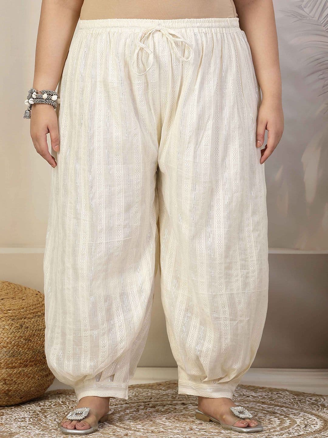 CLORA CREATION PLUS Women Woven Design Loose Fit Cotton Salwar - view 1