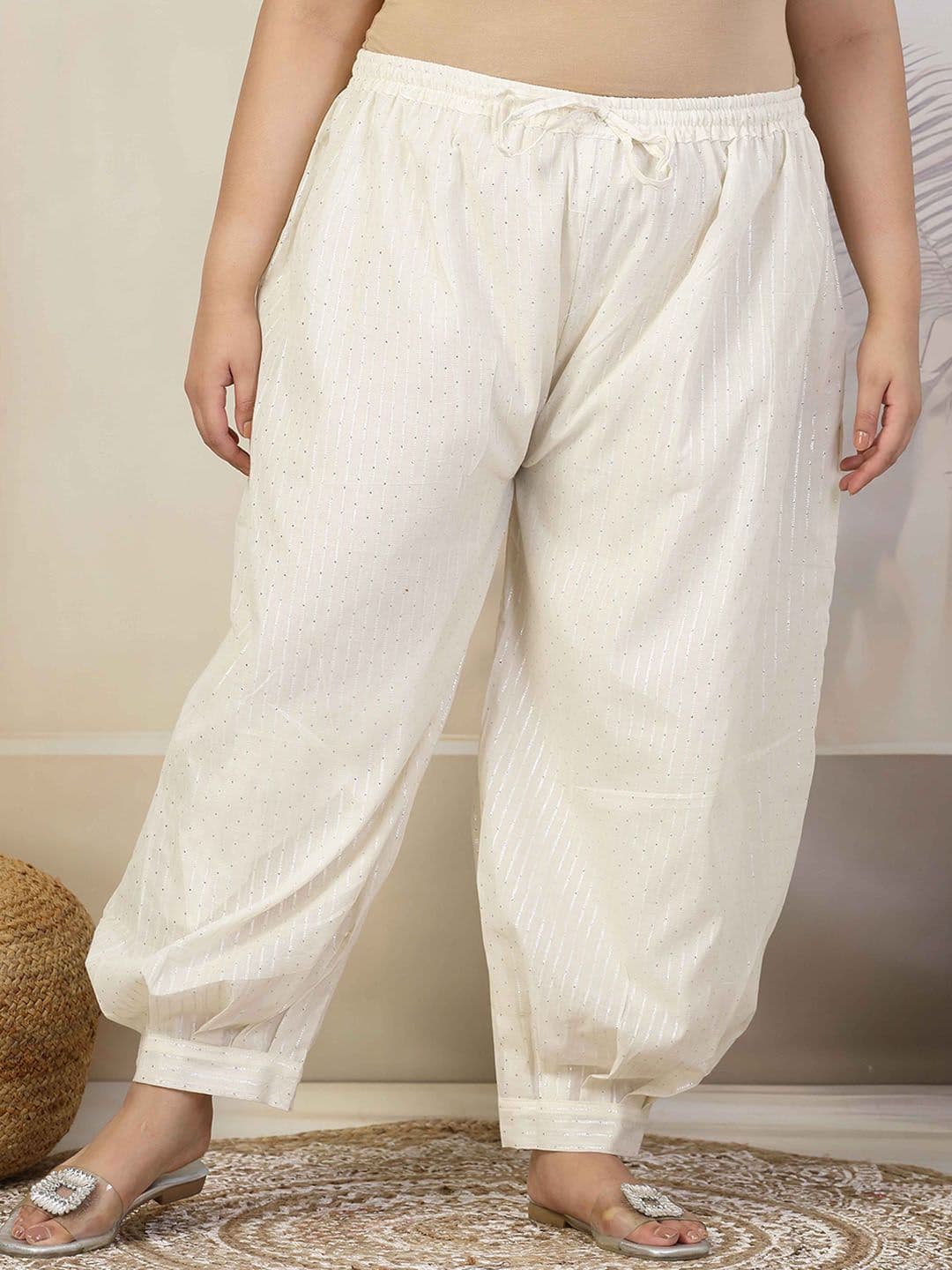 CLORA CREATION PLUS Women Woven Design Loose Fit Cotton Salwar - view 1
