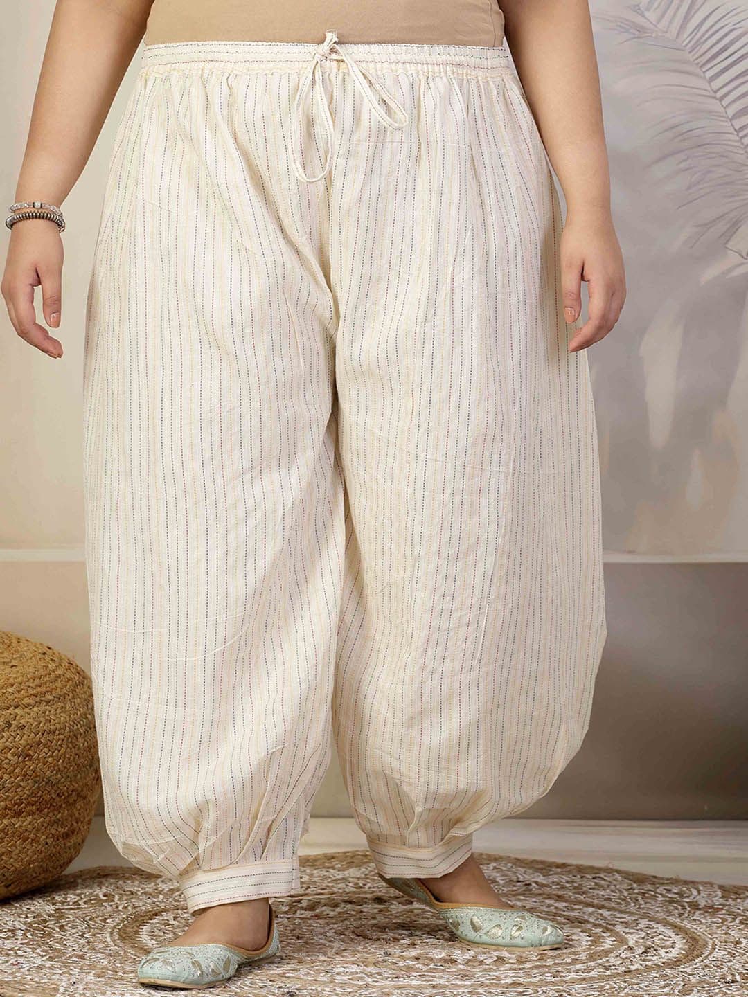 CLORA CREATION PLUS Women Woven Design Striped Loose Fit Afghani Salwar - view 1