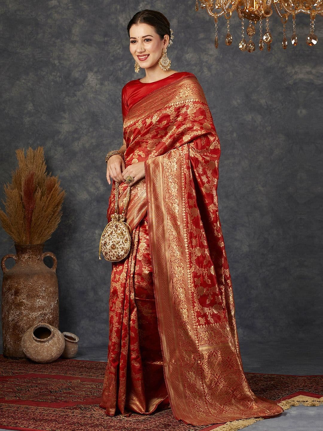 KALINI Ethnic Motifs Woven Design Zari Banarasi Saree - view 1