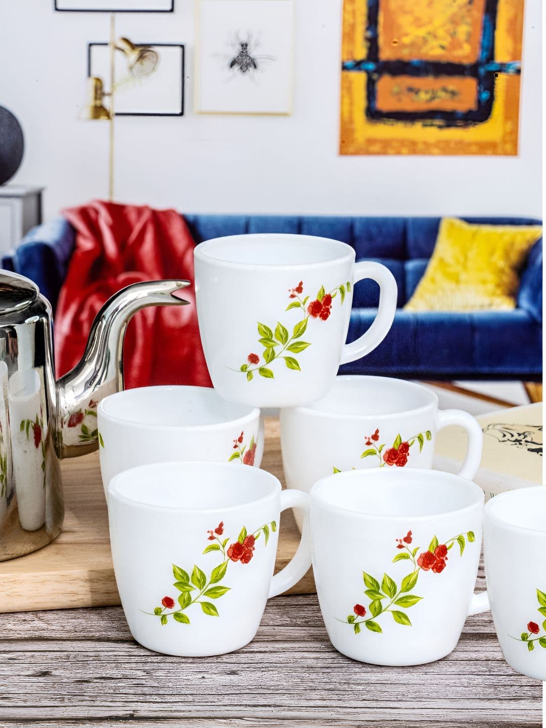 Cello The Best Husband Ever White Floral Opalware Microwave Safe 6 Piece Mugs-100ml - view 1