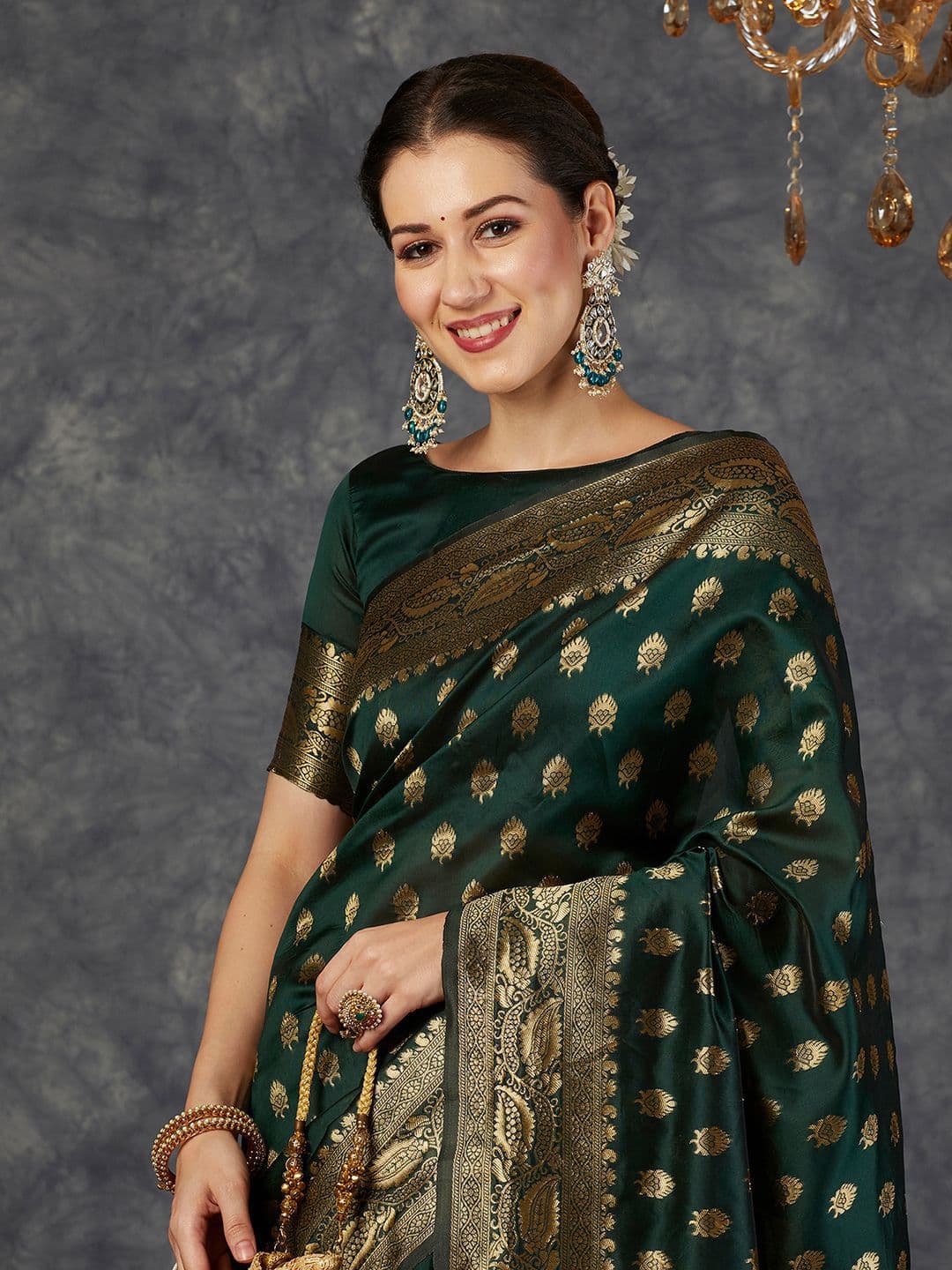 KALINI Ethnic Motifs Zari Banarasi Republic Day Saree - view 1