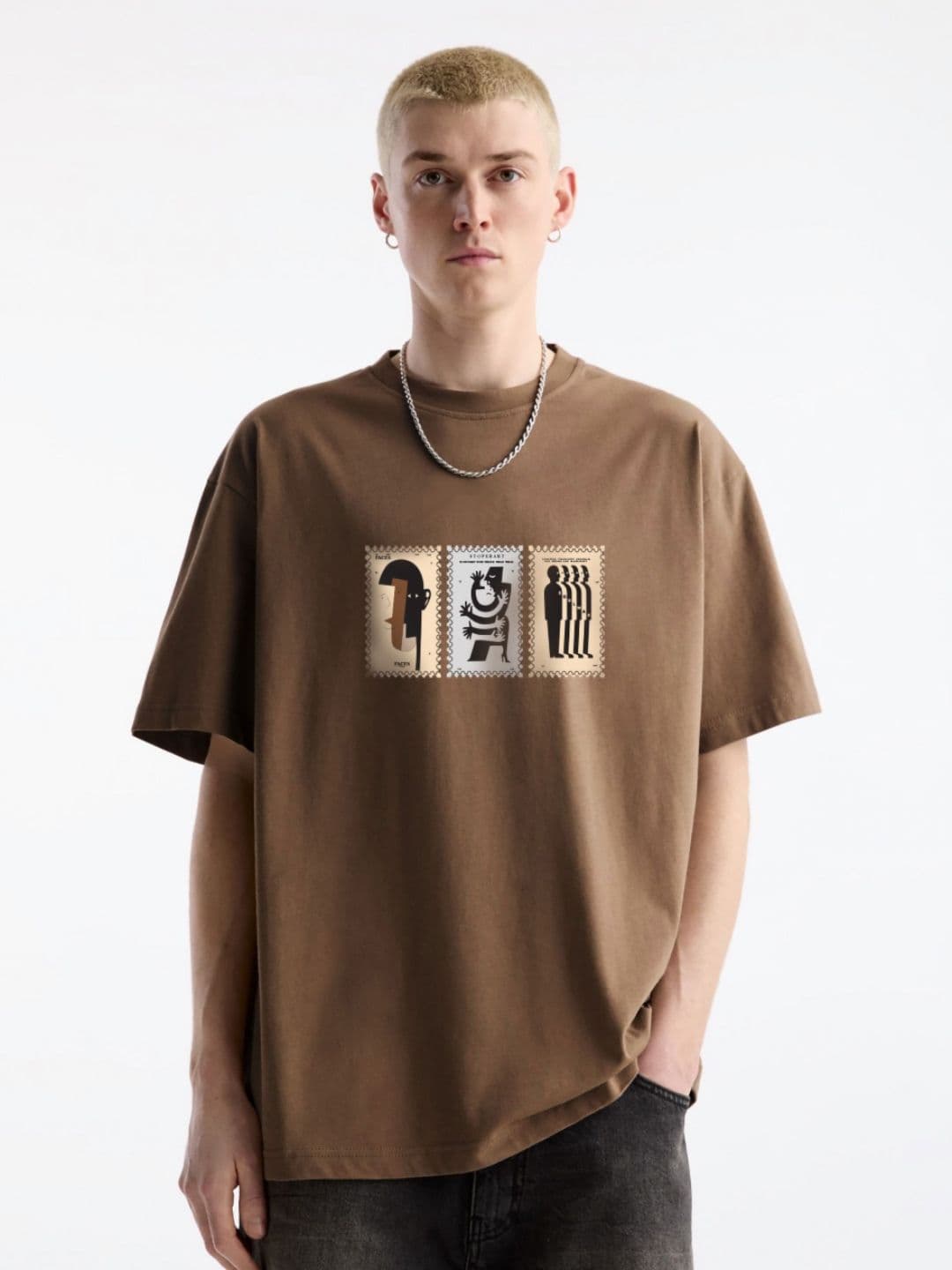 MISCHIEF MONKEY Men Graphic Printed Round Neck Cotton Oversized T-Shirt - view 1