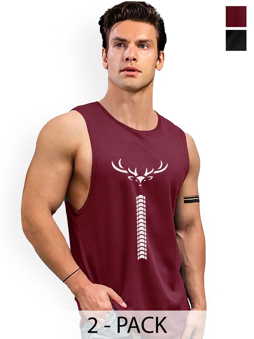 AUSK Men Pack Of 2 Printed Gym Innerwear Vests - view 1
