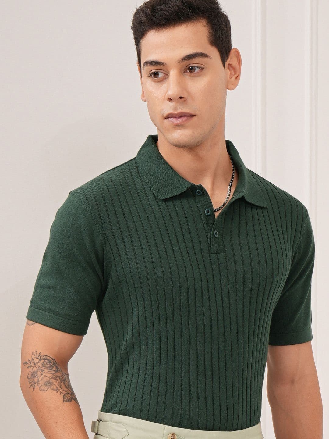 HIGHLANDER Men Solid Polo Collar Cotton Relaxed Fit T-Shirt - view 1