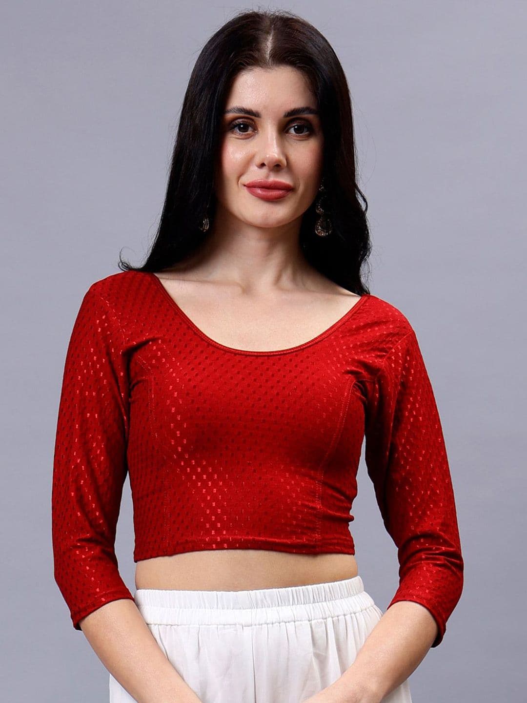Plus Size Women Woven Design Saree Blouse - view 1