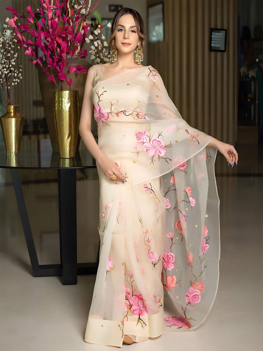 Anouk Floral Organza Saree - view 1