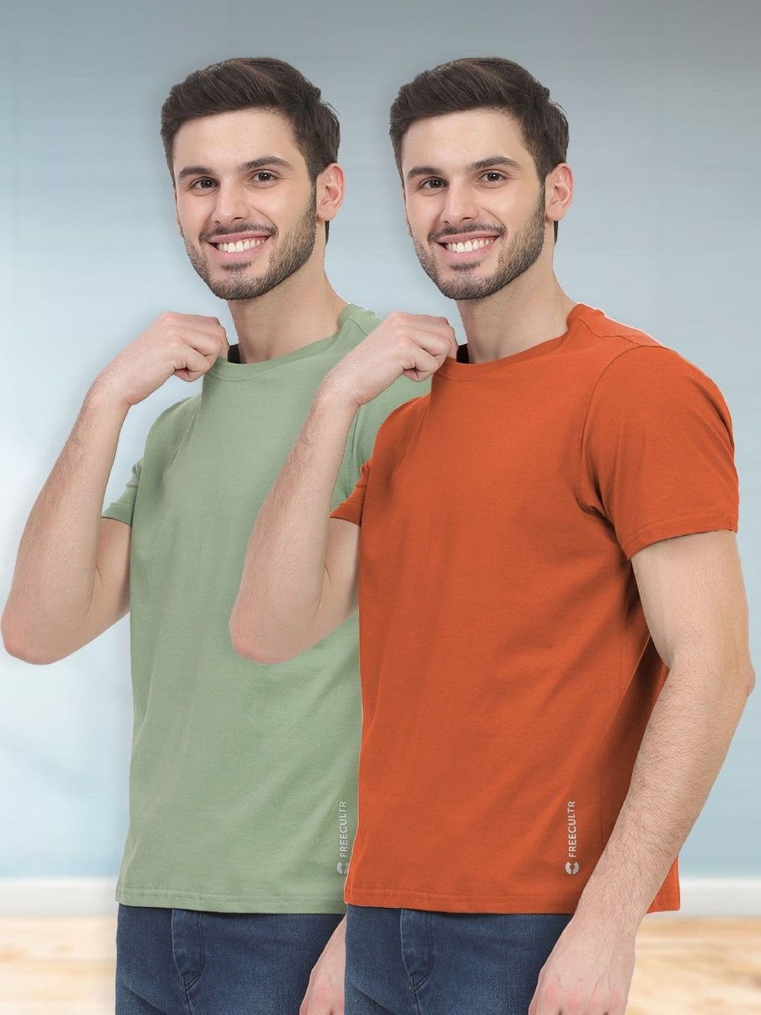 FREECULTR Men Pack of 2 Half Sleeve Round Neck Organic Cotton Tshirts - view 1