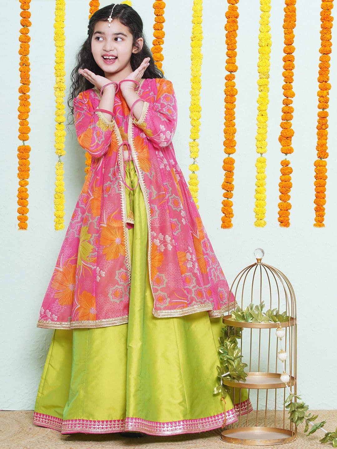 Bitiya by Bhama Girls Girls Printed Sequinned Ready to Wear Lehenga With Blouse & Shrug - view 1