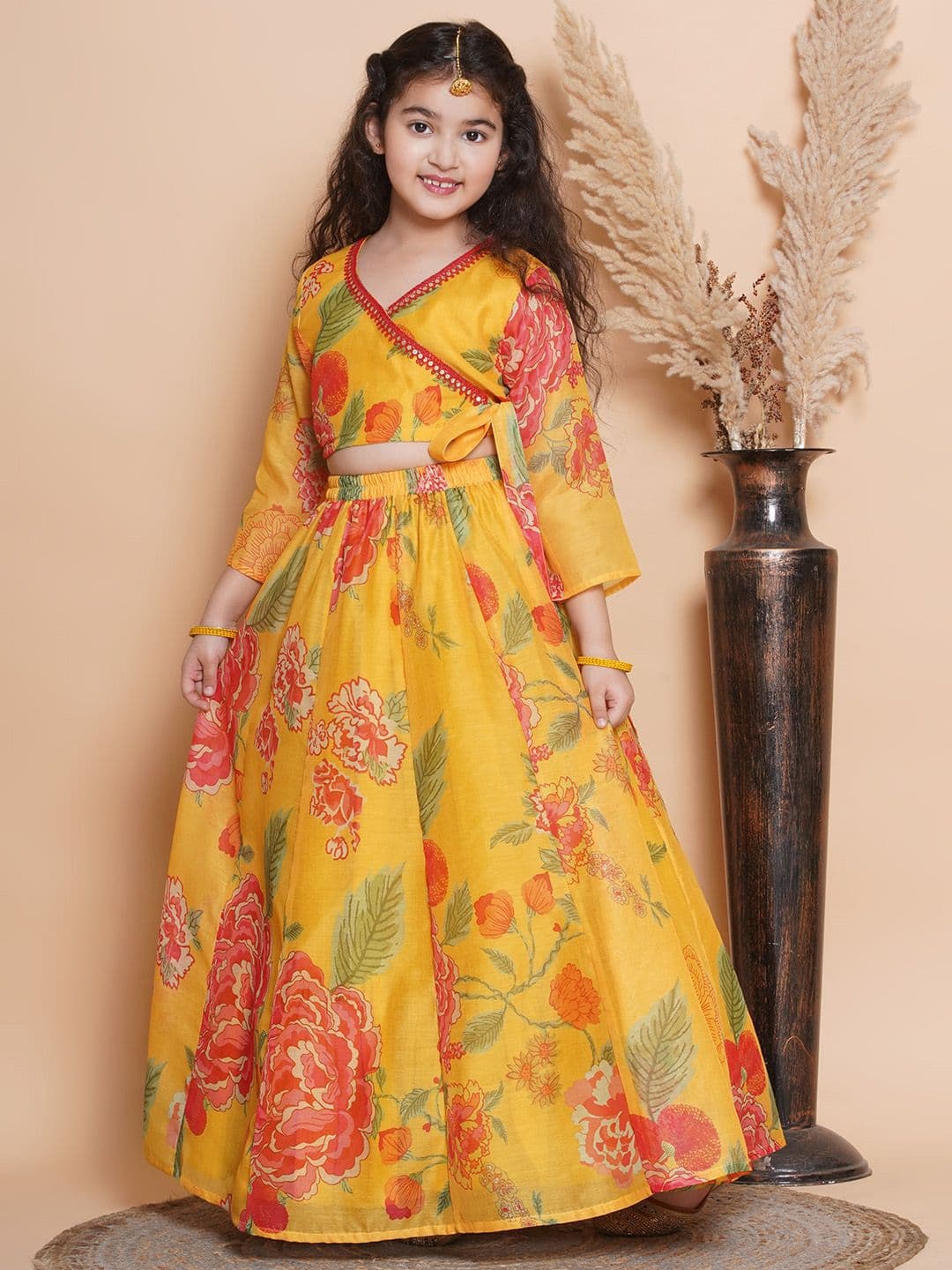 Bitiya by Bhama Girls Printed Gotta Patti Ready to Wear Lehenga With Blouse - view 1