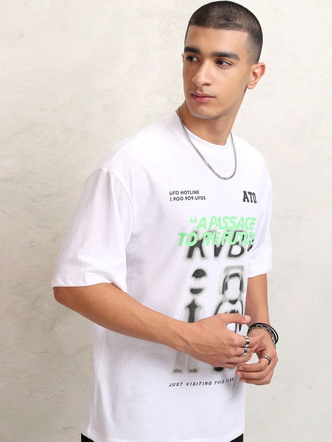 HIGHLANDER Men Typography Printed Round Neck Polyester Oversized T-Shirt - view 1