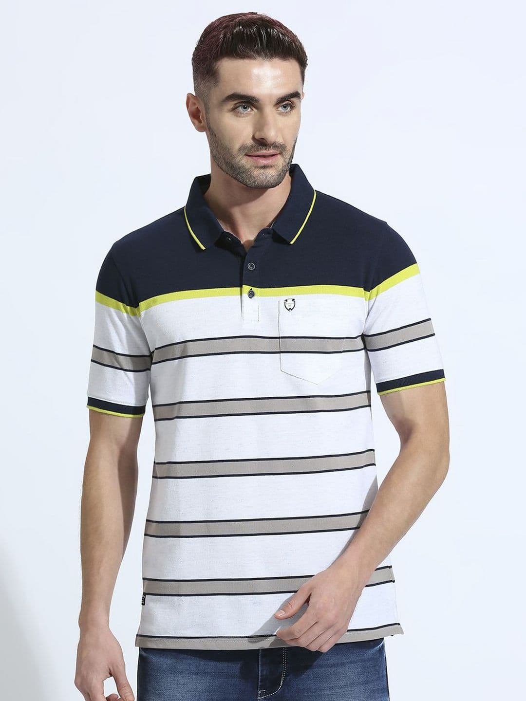 Klub Fox Men Striped Polo Collar Cotton Tshirt - view 1