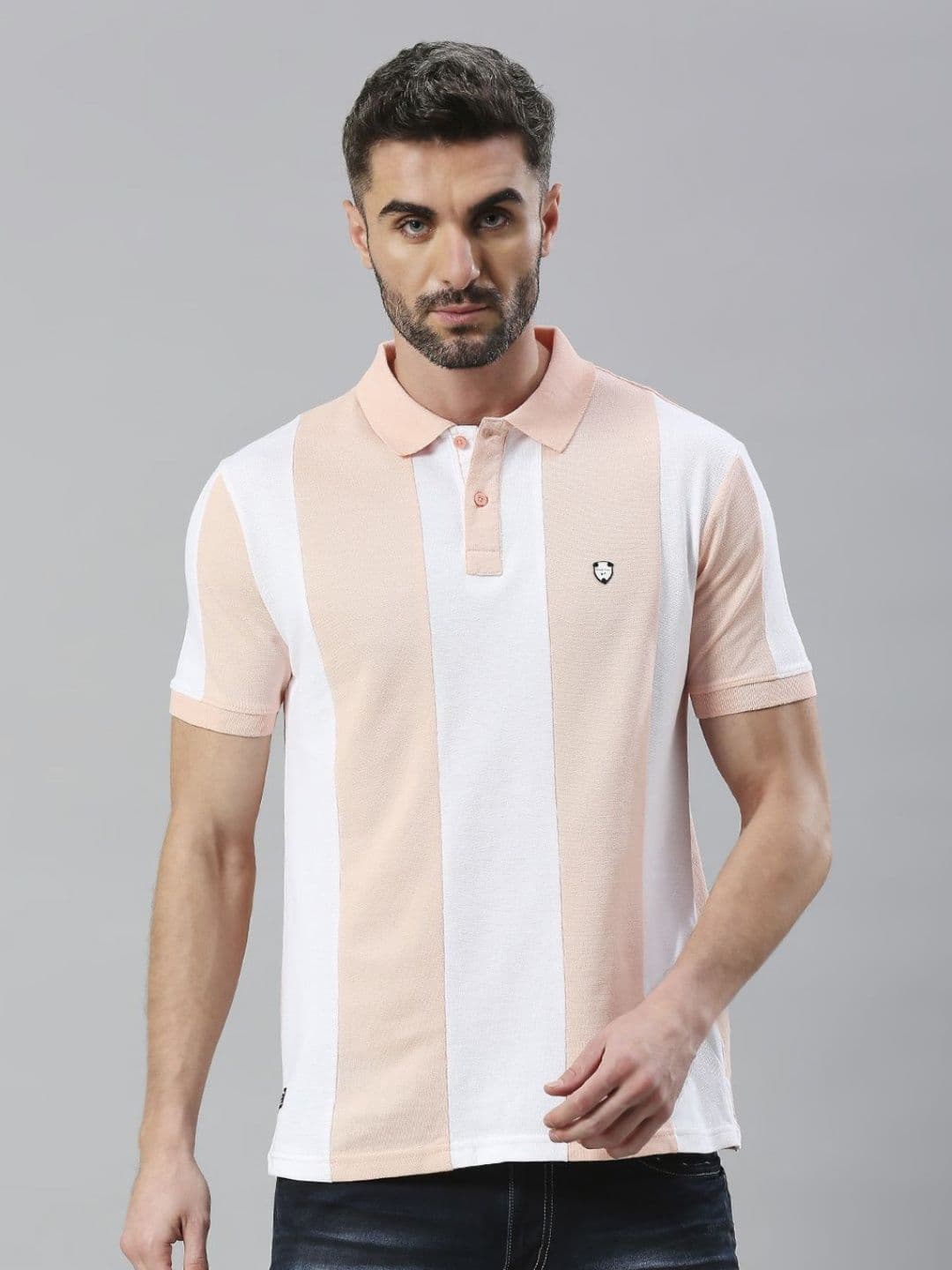 Klub Fox Men Striped Polo Collar Cotton Tshirt - view 1