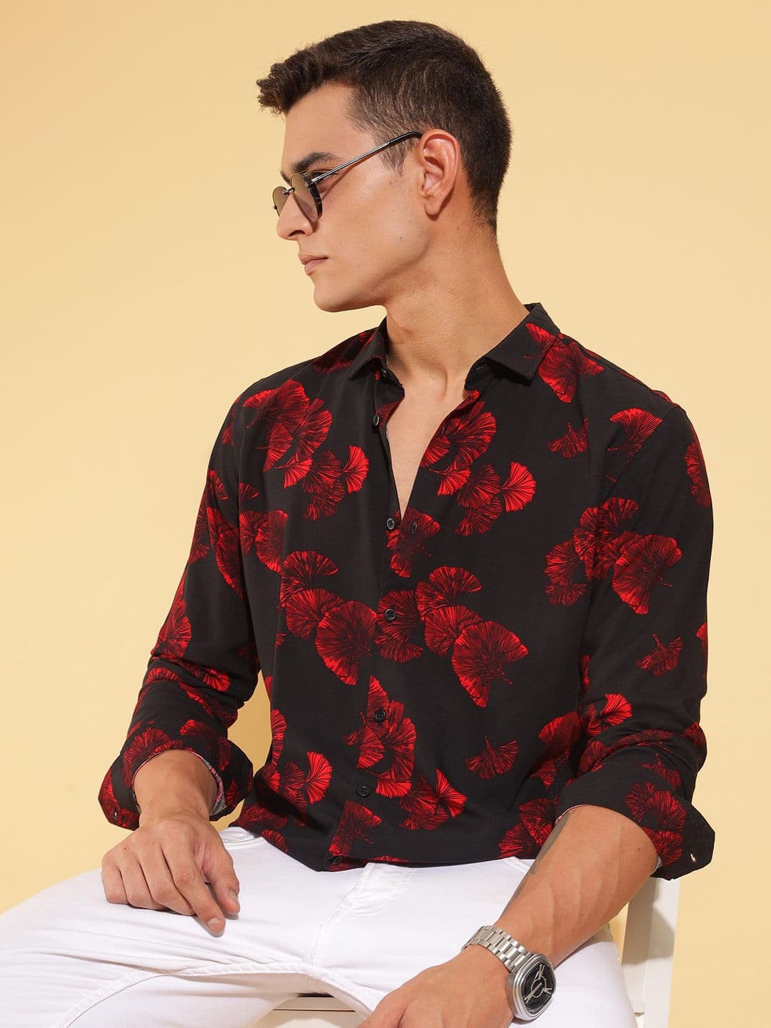 HERE&NOW Men Slim Fit Floral Opaque Printed Casual Shirt - view 1