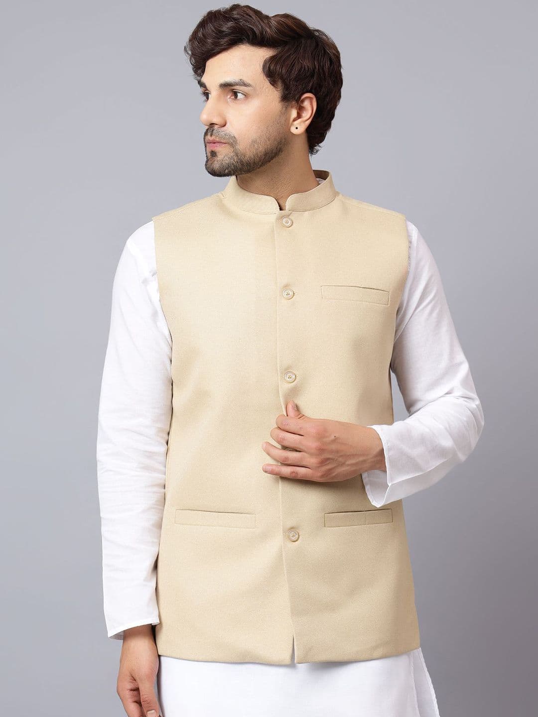 Latest Chikan Garments Mandarin Collar Nehru Jacket - view 1
